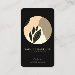 Rustic Artisan Black Guld Botanical Abstrakt Visitkort