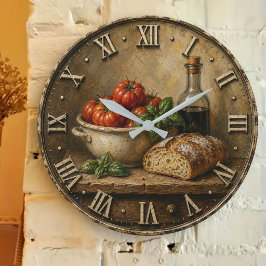 Rustic Artisan Bread & Heirloom Tomatoes Farmhouse Stor Klocka