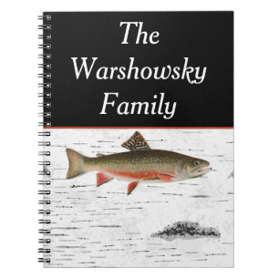 Rustic Aspen Bark Trout Fisherman Sjö House Anteckningsbok