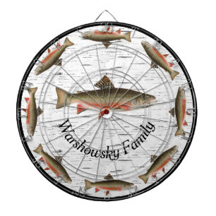 Rustic Aspen Bark Trout Fisherman Sjö House Dar Darttavla