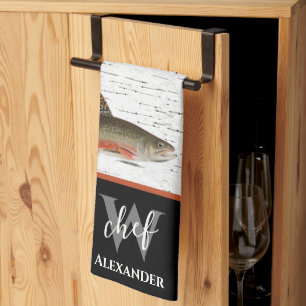 Rustic Aspen Bark Trout Fishman Sjö House Kitc Kökshandduk