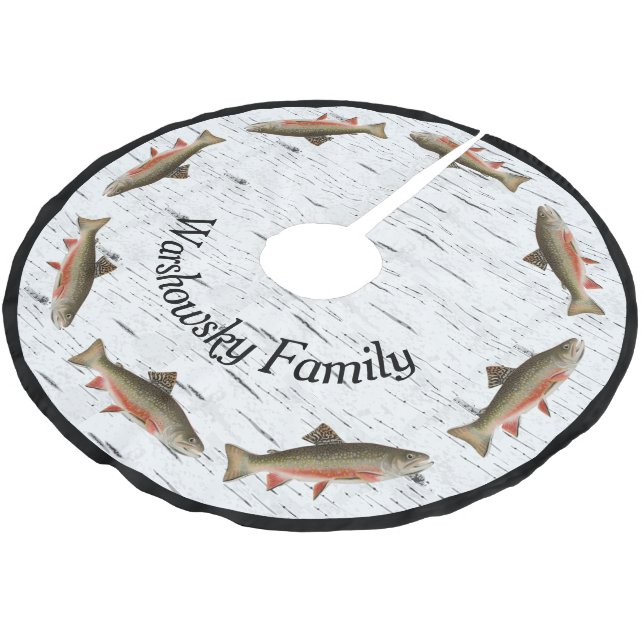Rustic Aspen Bark Trout-fiskare Julgransmatta Borstad Polyester (Vinklad)