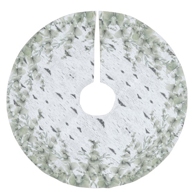Rustic Aspen Bark Wood och Eucalyptus Julgransmatta Borstad Polyester (Framsidan)