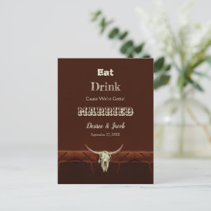 Rustic Ät Drick Gift Vig Bullskalle Meddelande Vykort