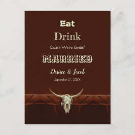 Rustic Ät Drick Gift Vig Bullskalle Meddelande Vykort