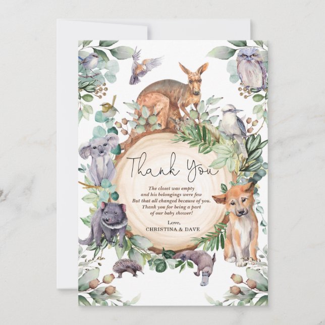 Rustic Australian Animals Wildlife Native Greenery Tack Kort (Framsida)