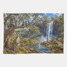 Rustic Australian Wildlife & Waterfall Kitchen Kökshandduk