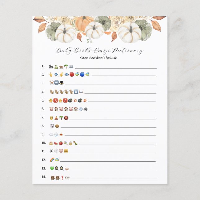 Rustic Autumn Baby Bokar Emoji Game (Framsida)