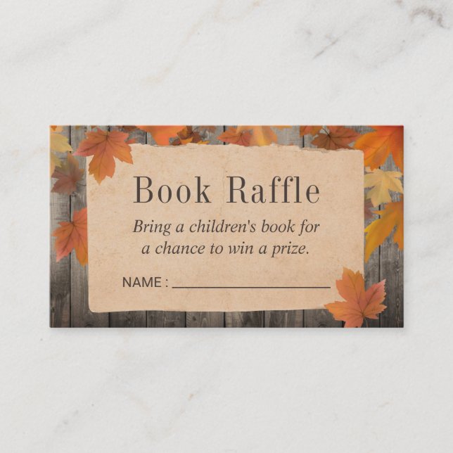 Rustic Autumn Baby Shower Bok Raffle Biljett Tilläggskort (Framsida)