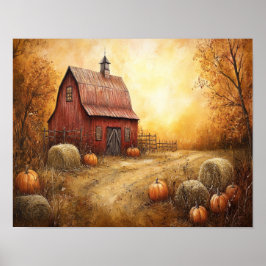 Rustic Autumn Barn Poster