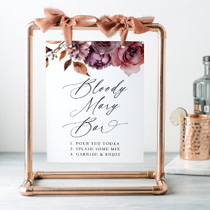 Rustic Autumn Blommigt Bröllop Bloody Mary Pub Sig Poster