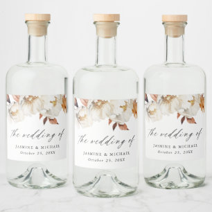 Rustic Autumn Blommigt Bröllop Spritflaskor Etikett
