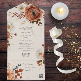 Rustic Autumn-Blommigt på Beige QR-kod