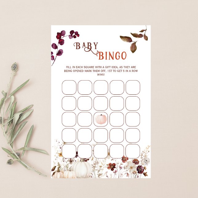 Rustic Autumn Blommigt Pumpkin Baby Bingo (Skapare uppladdad)
