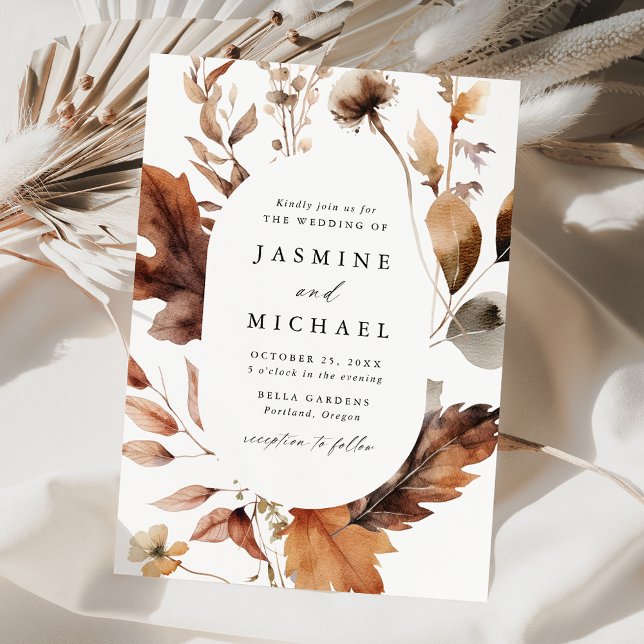 Rustic Autumn Blommigt Ram Bröllop Inbjudningar (Skapare uppladdad)