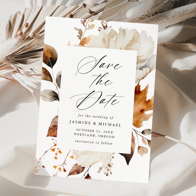 Rustic Autumn Blommigt Ram Bröllop Spara Datumet (Skapare uppladdad)