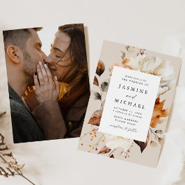 Rustic Autumn Blommigt Ram Photo Bröllop Inbjudningar