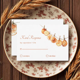 Rustic Autumn Boho Torkad Orange Garland Bröllop OSA Kort