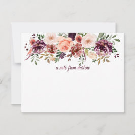 Rustic Autumn Boho Watercolor Blommigt Monogram Anteckningskort