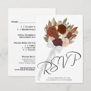 Rustic Autumn Bouquet Rust Orange Ro Bröllop OSA Kort
