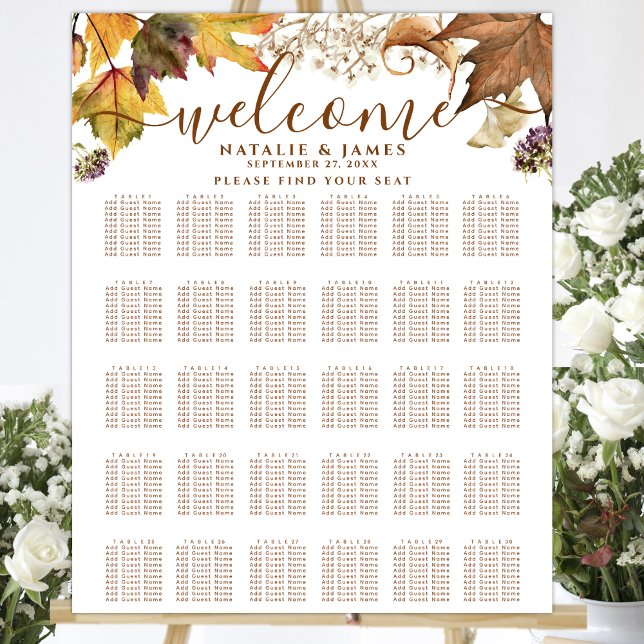 Rustic Autumn Bröllop 30 Bord Poster (Skapare uppladdad)