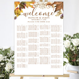 Rustic Autumn Bröllop Alphabetical Bord Seating Poster