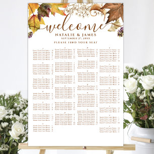 Rustic Autumn Bröllop Alphabetical Bord Seating Poster