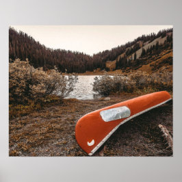 Rustic Autumn Canoe // Dusk Lit Grått Poster