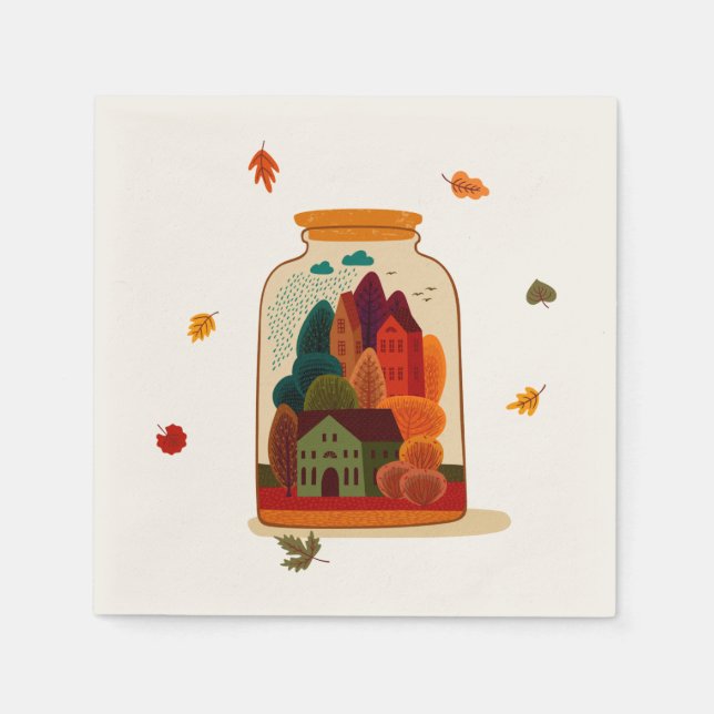 Rustic Autumn City i Burk Pappersservett (Framsidan)