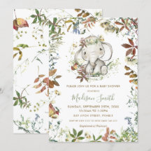 Rustic Autumn Elephant Gender Neutral Baby Shower