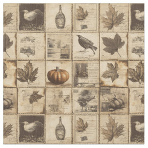 Rustic Autumn Ephemera Collage Varmjord (2) Tyg