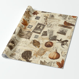Rustic Autumn Ephemera Collage Warm Earthy Presentpapper