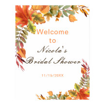 Rustic Autumn Fall Leaves Bridal Shower Welcome