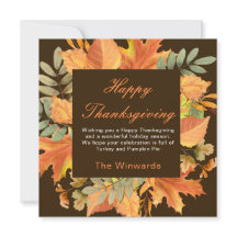 Rustic Autumn Fall Leaves Square Thanksgiving 