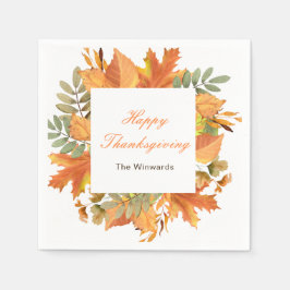 Rustic Autumn Fall Leaves Square Thanksgiving  Pappersservett