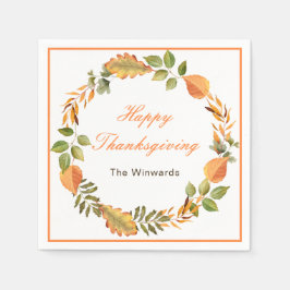 Rustic Autumn Fall Leaves Square Thanksgiving  Pappersservett