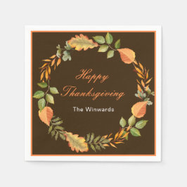 Rustic Autumn Fall Leaves Square Thanksgiving  Pappersservett