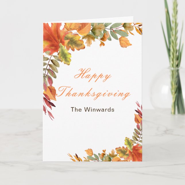 Rustic Autumn Fall Leaves Thanksgiving Party Helgkort (Framsida)