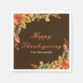 Rustic Autumn Fall Leaves Thanksgiving Party Pappersservett