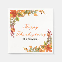 Rustic Autumn Fall Leaves Thanksgiving Party Pappersservett