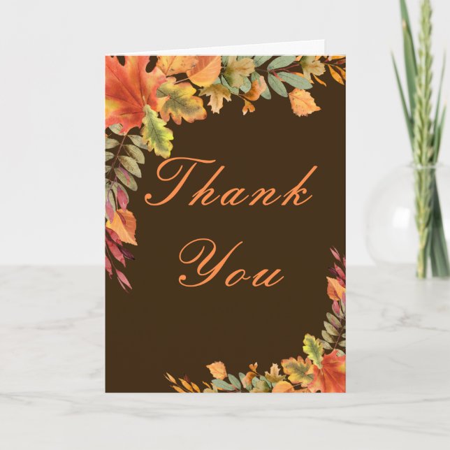 Rustic Autumn Fall Leaves Thanksgiving Party Tack Kort (Framsida)