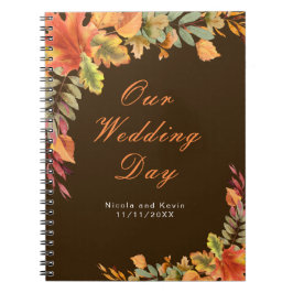 Rustic Autumn Fall Leaves Wedding planner Anteckningsbok
