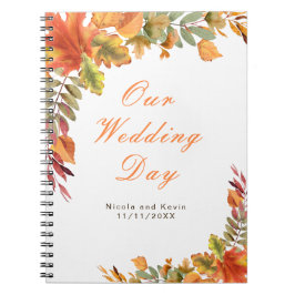 Rustic Autumn Fall Leaves Wedding planner Anteckningsbok