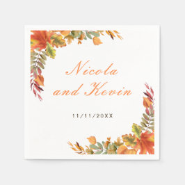 Rustic Autumn Fall Leaves Wedding Thank You Pappersservett