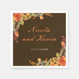Rustic Autumn Fall Leaves Wedding Thank You Pappersservett