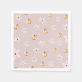 Rustic Autumn Fall Pumpkin and Daisy Baby shower Pappersservett