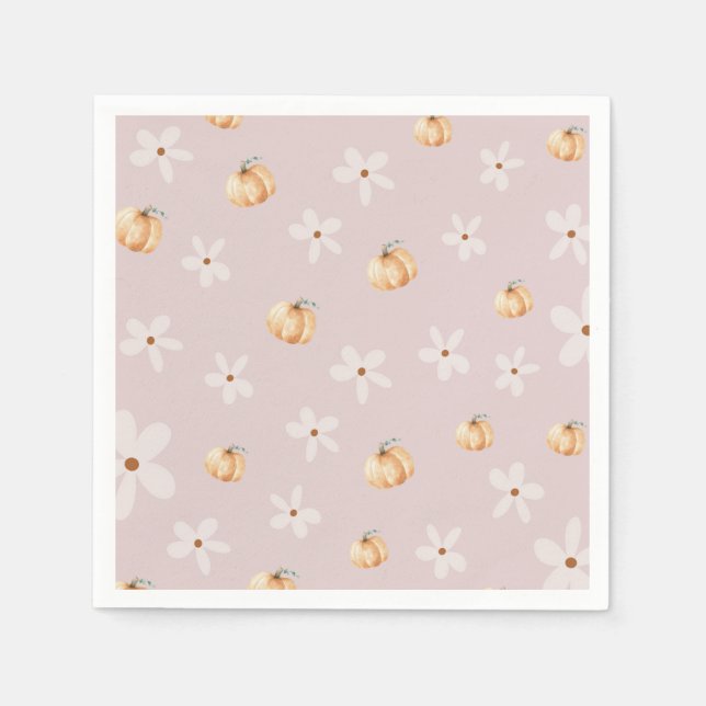 Rustic Autumn Fall Pumpkin and Daisy Baby shower Pappersservett (Framsidan)