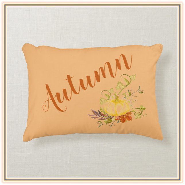 Rustic Autumn Fall Pumpkin Färg-accentfyllning Prydnadskudde (Skapare uppladdad)