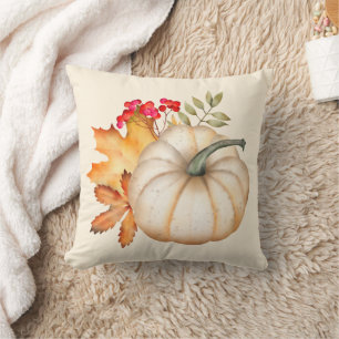 Rustic Autumn Fall Pumpkin & Löv Kudde