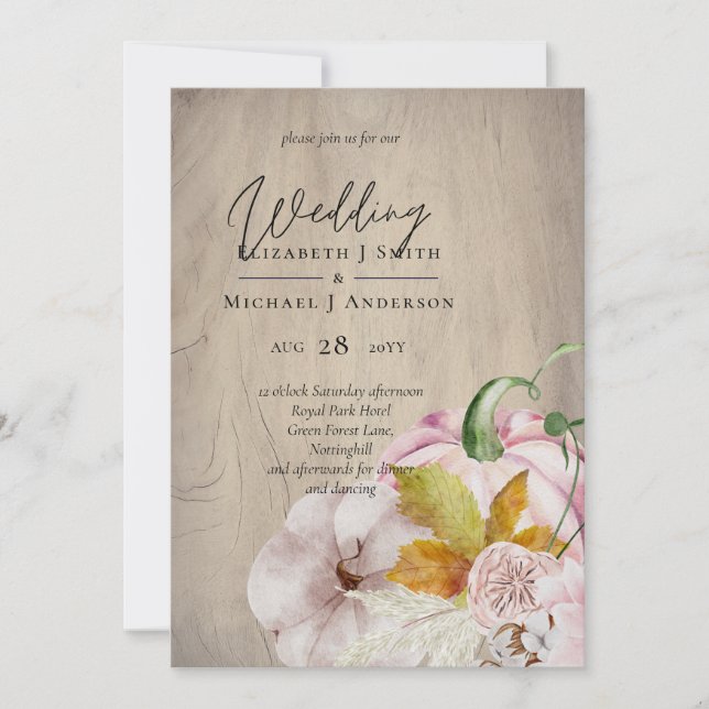 Rustic Autumn Fall Pumpkins Figs Flowers Bröllop (Framsida)